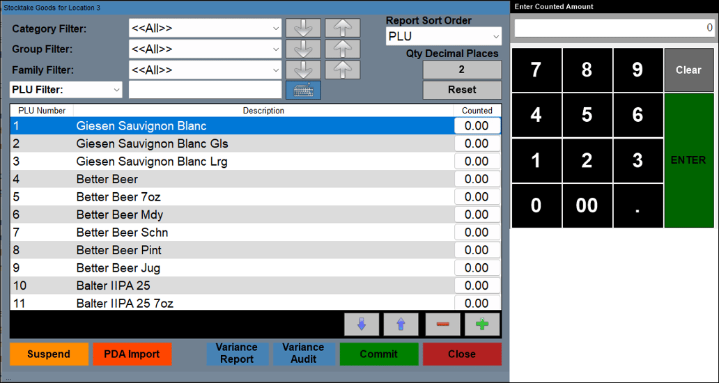 Stocktake Goods (#501) POS Key
