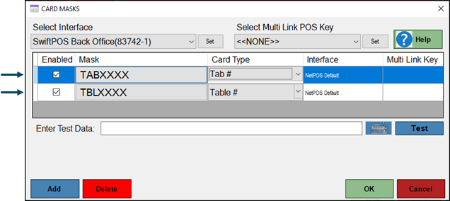 Scan TAB / Table Barcodes