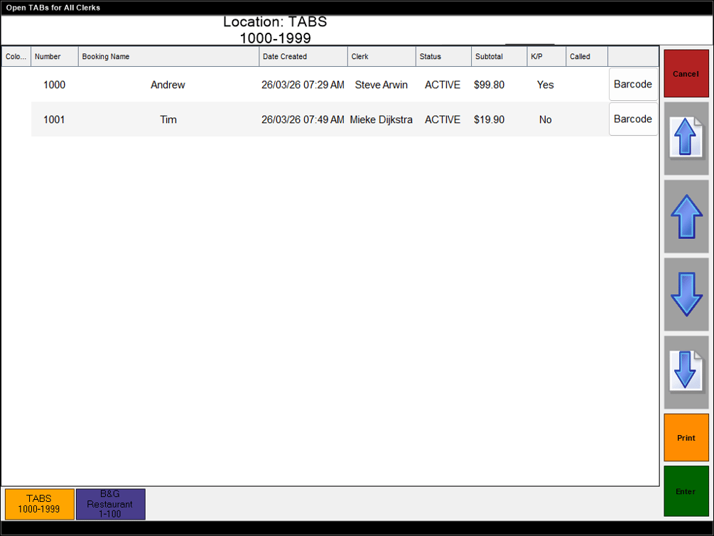 Open TABs for All Clerks