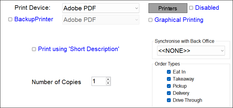 Simphony Order Device Printer Order Printer